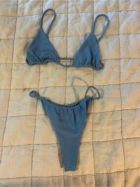 Beach Access Blue Triangle String Bikini Set